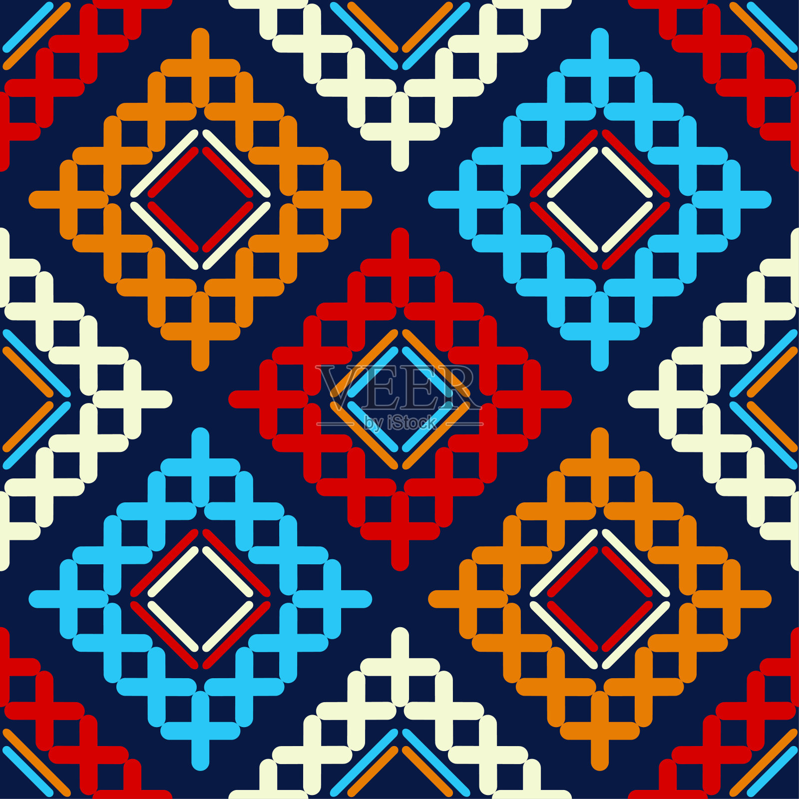 条形的几何形状。民族那种波西米亚风格的装饰。无缝模式。插画图片素材