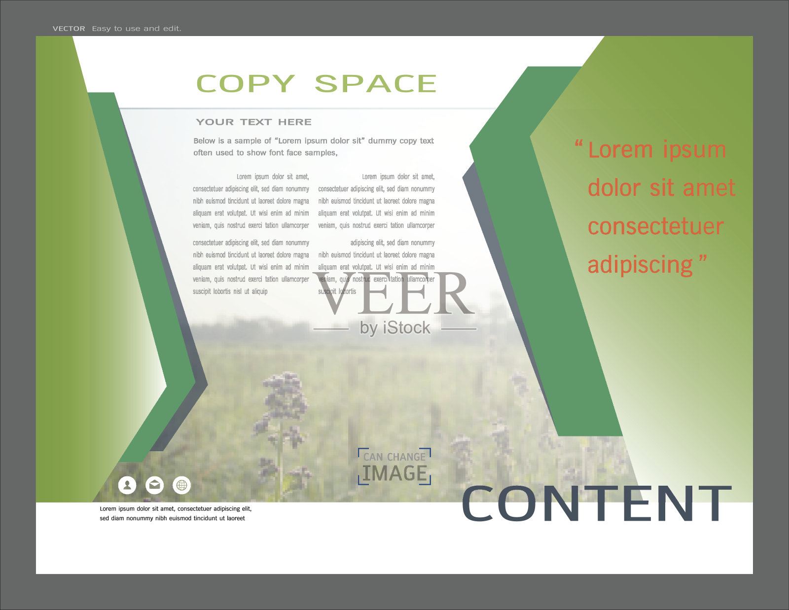 用于商业和绿色植物模板的演示版面设计设计模板素材