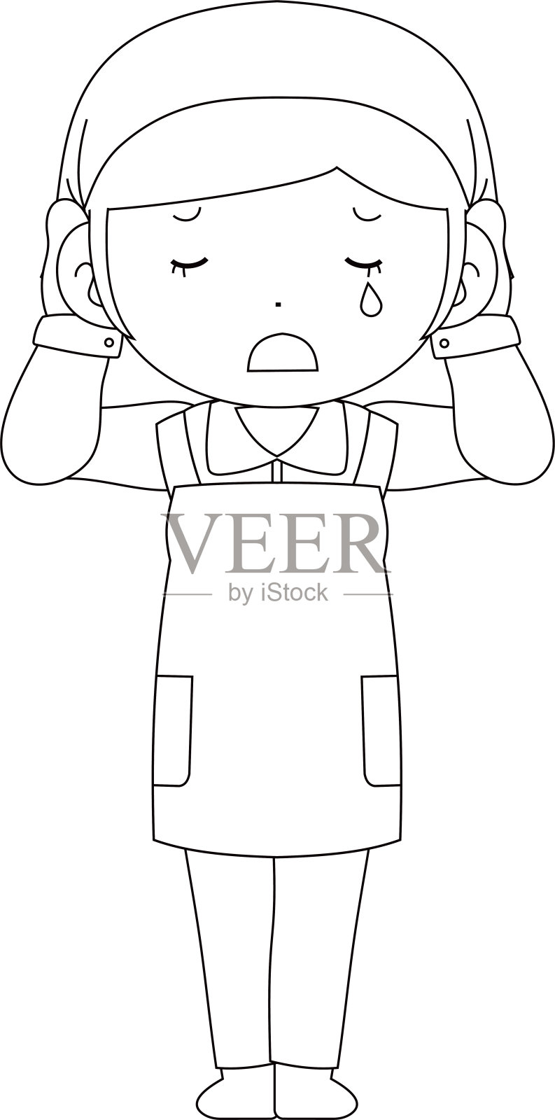 可爱的姿势，女店员的轮廓设计元素图片