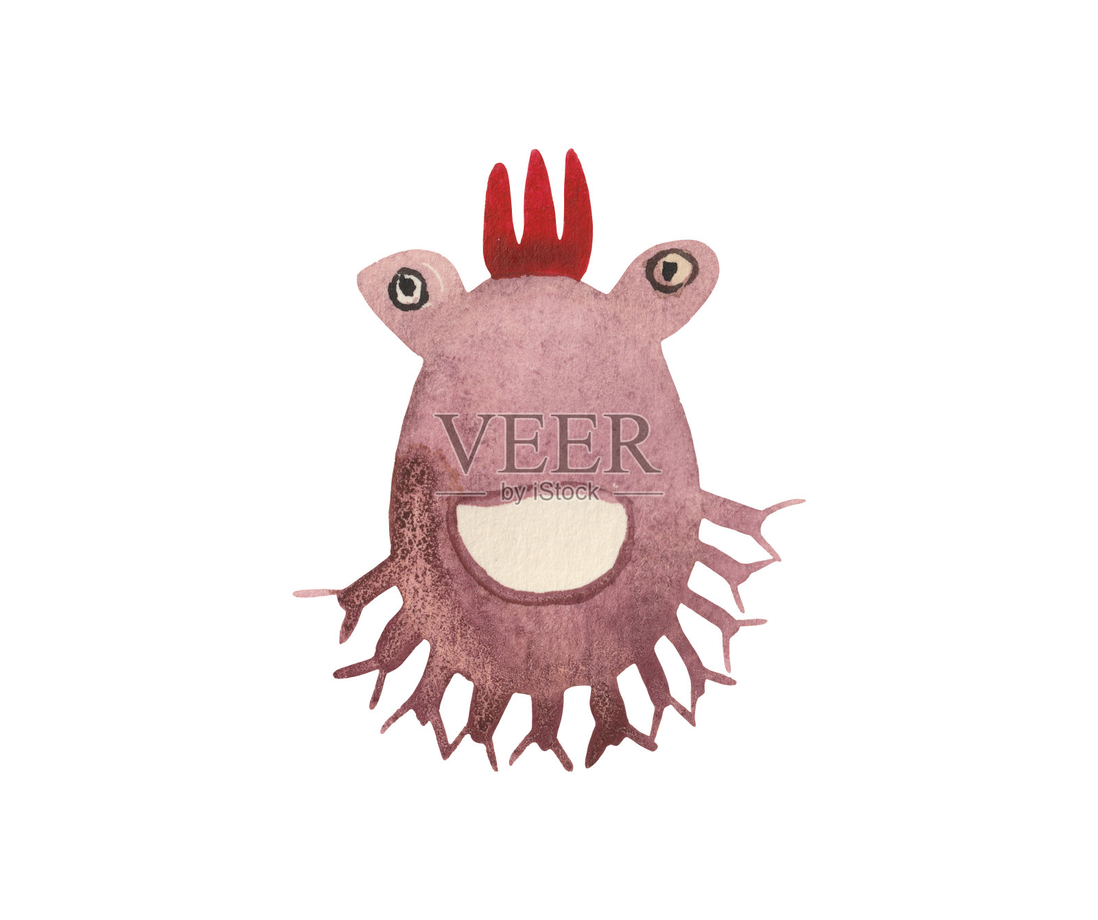 水彩活泼的微生物呈粉红色插画图片素材