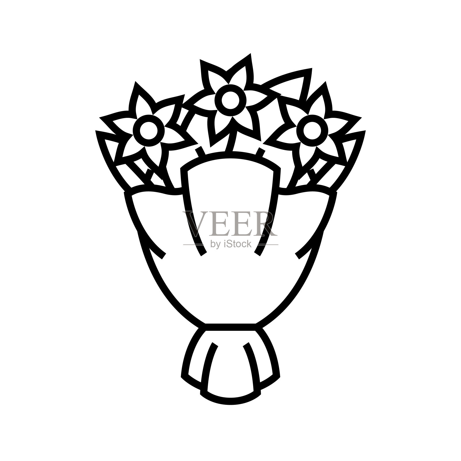 花束线图标，概念标志，轮廓矢量插图，线性符号图标素材