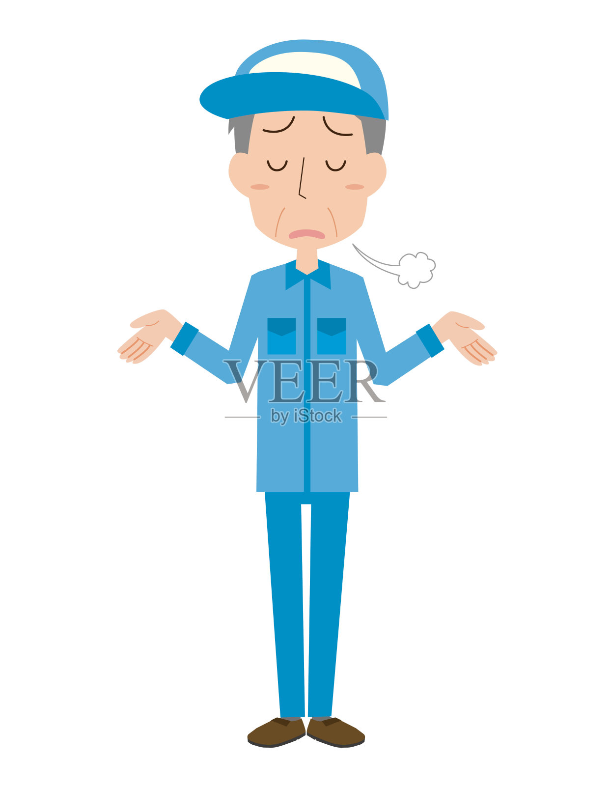 资深男工人叹息插画图片素材