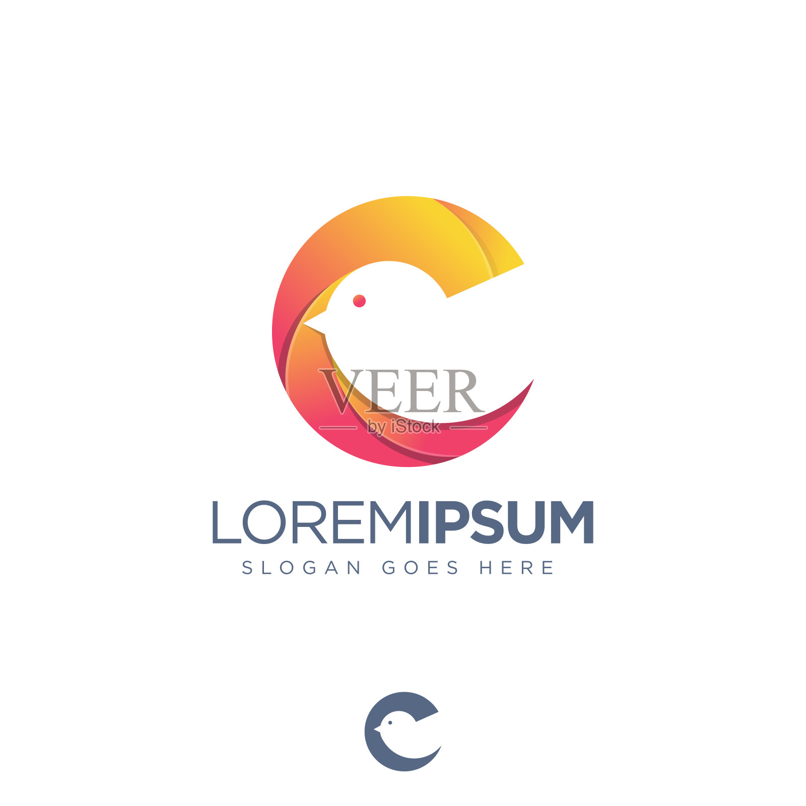 字母C为金丝雀标志矢量模板插画图片素材