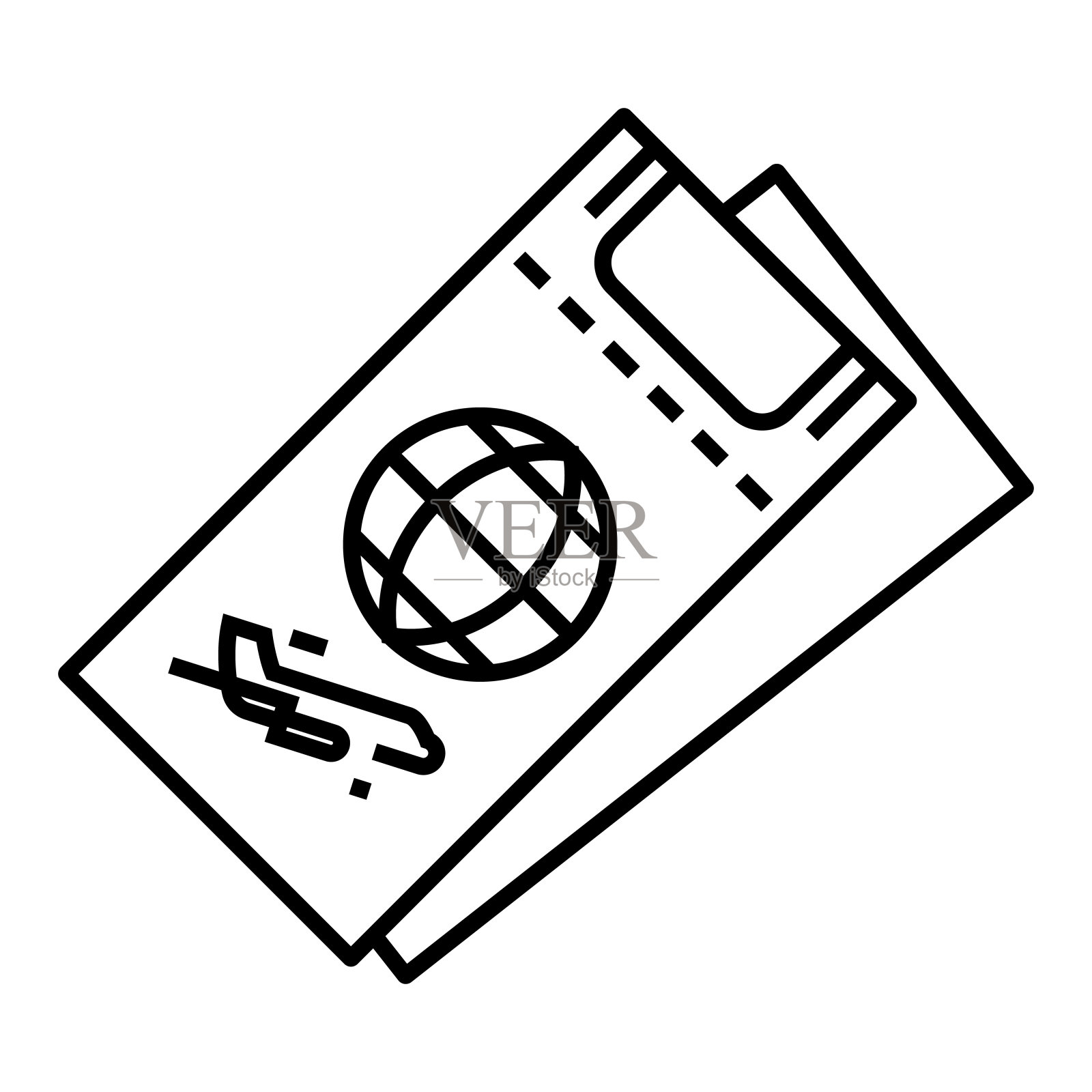 机票线图标，概念符号，轮廓矢量插图，线性符号插画图片素材