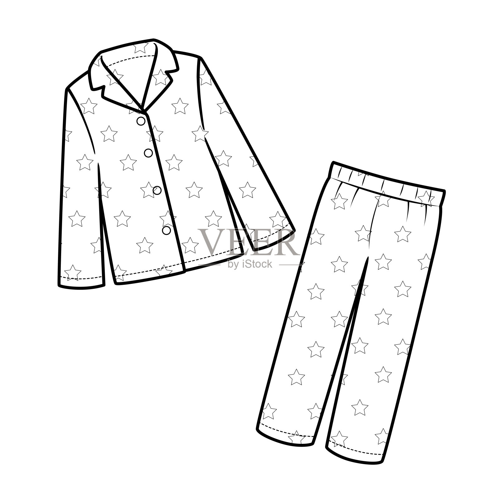 矢量插图的睡衣孤立在白色的背景儿童涂色书。设计元素图片