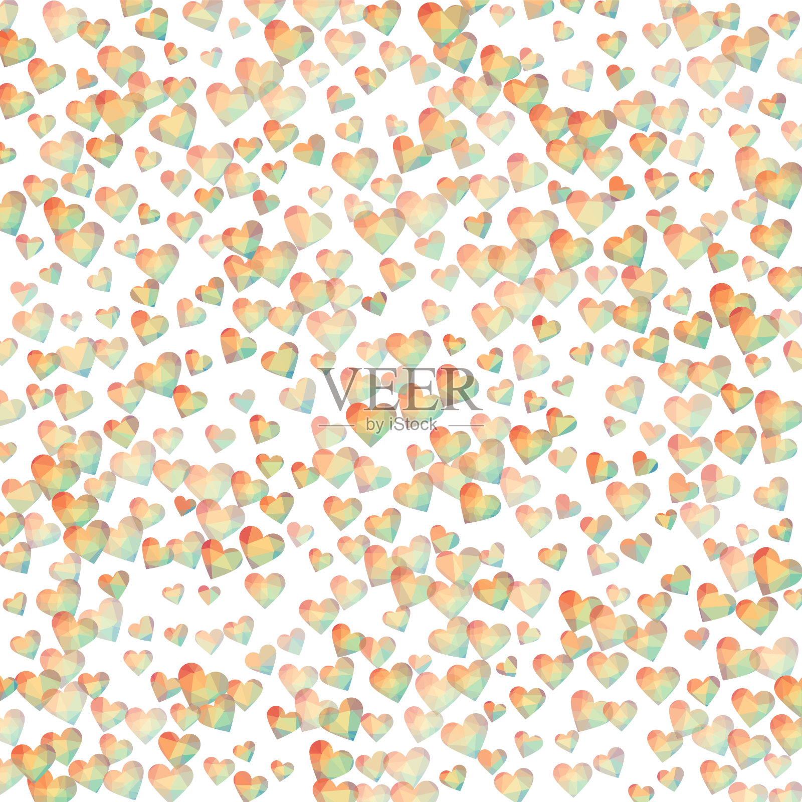 情人节背景与几何心形。插画图片素材