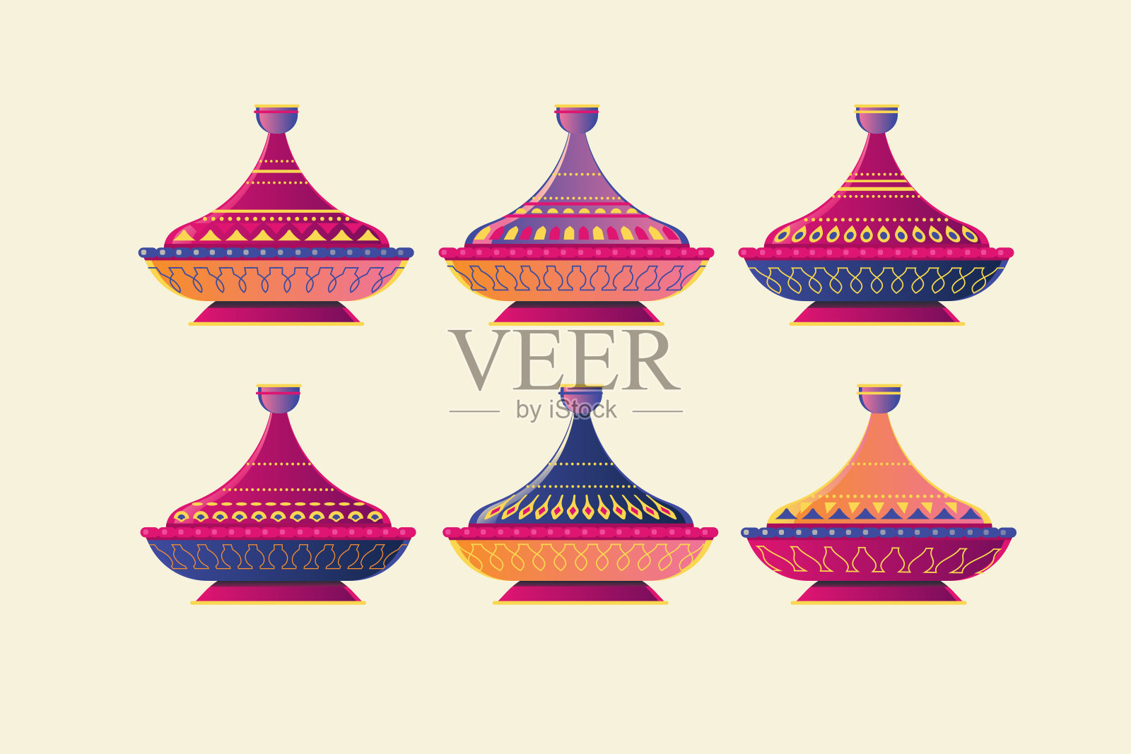 摩洛哥陶瓷塔津矢量插图收藏插画图片素材