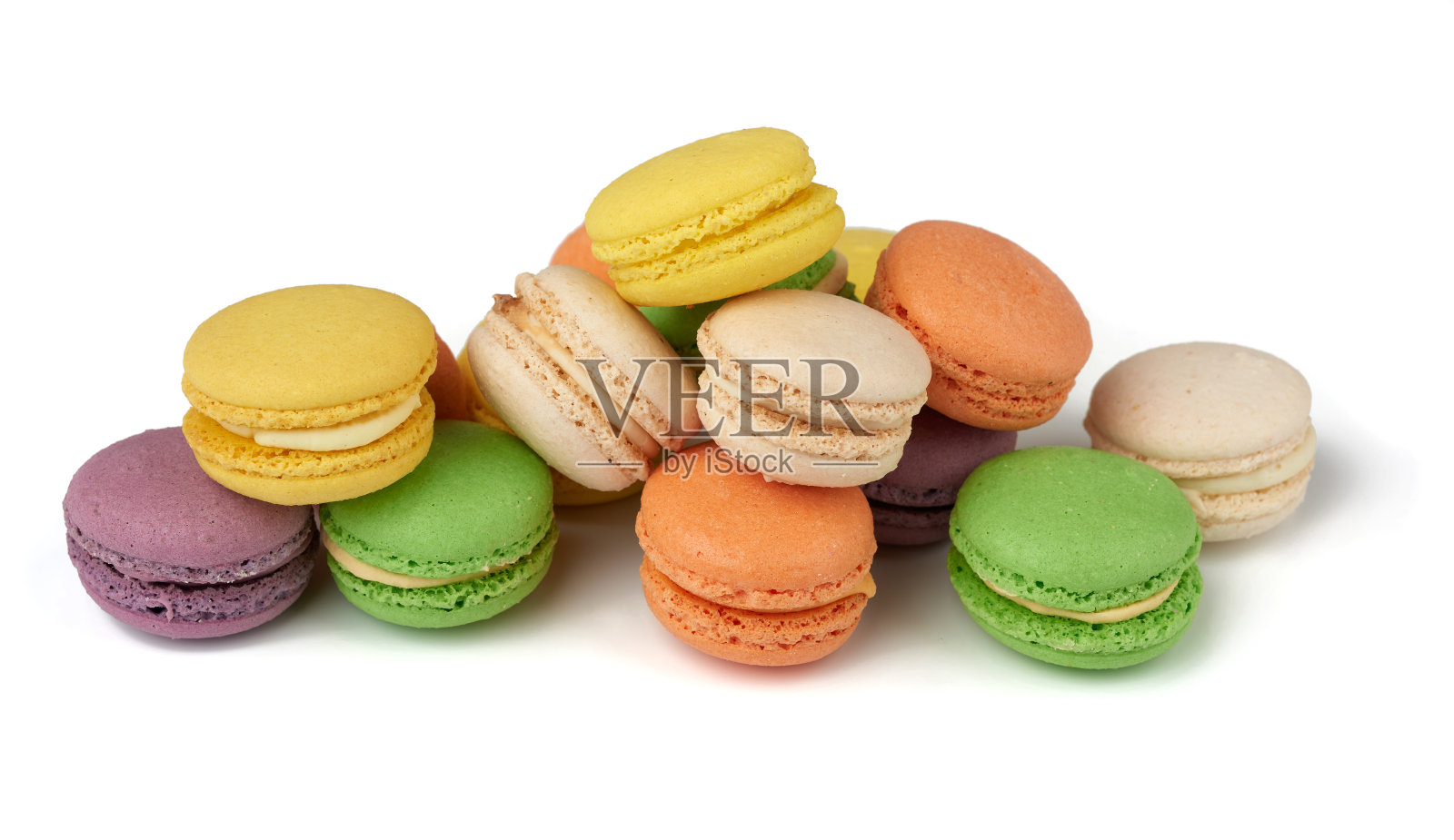 圆烤多色杏仁粉蛋糕马卡龙照片摄影图片