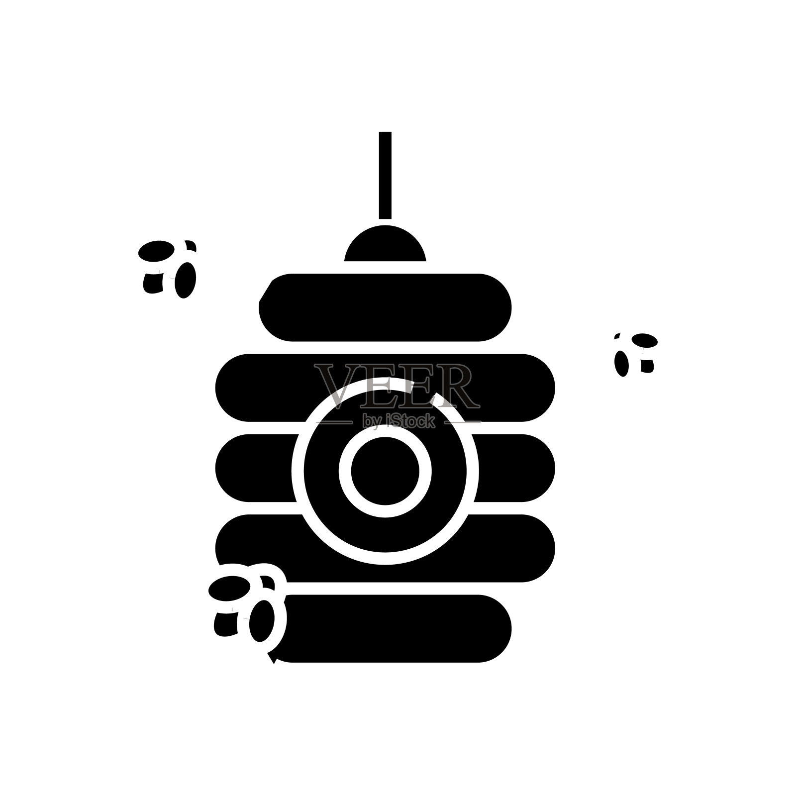 蜂屋黑色图标、概念插图、矢量平面符号、象形符号插画图片素材