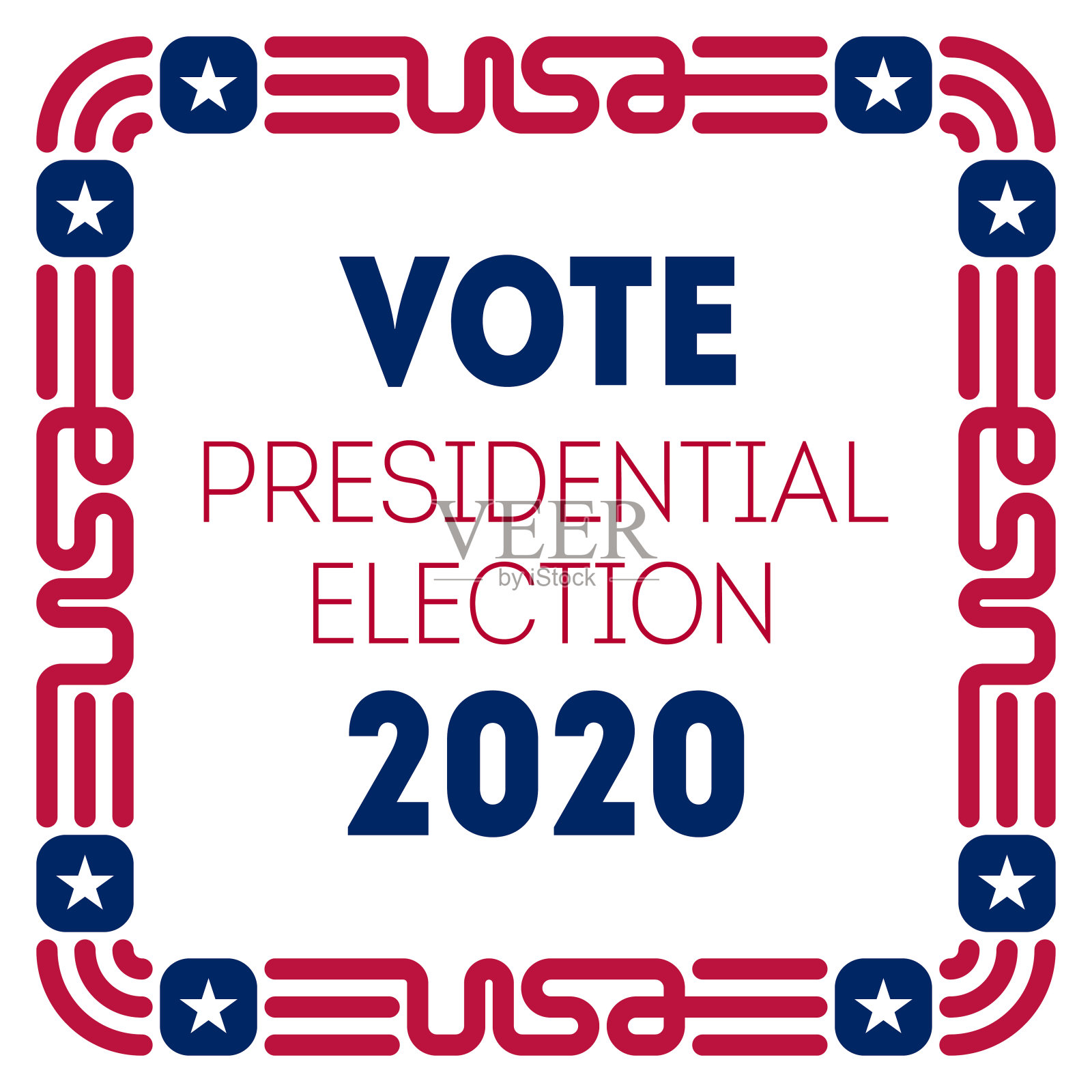 2020年美国总统大选的海报，有原装框架。美国选举横幅邀请投票，11月3日。插画图片素材