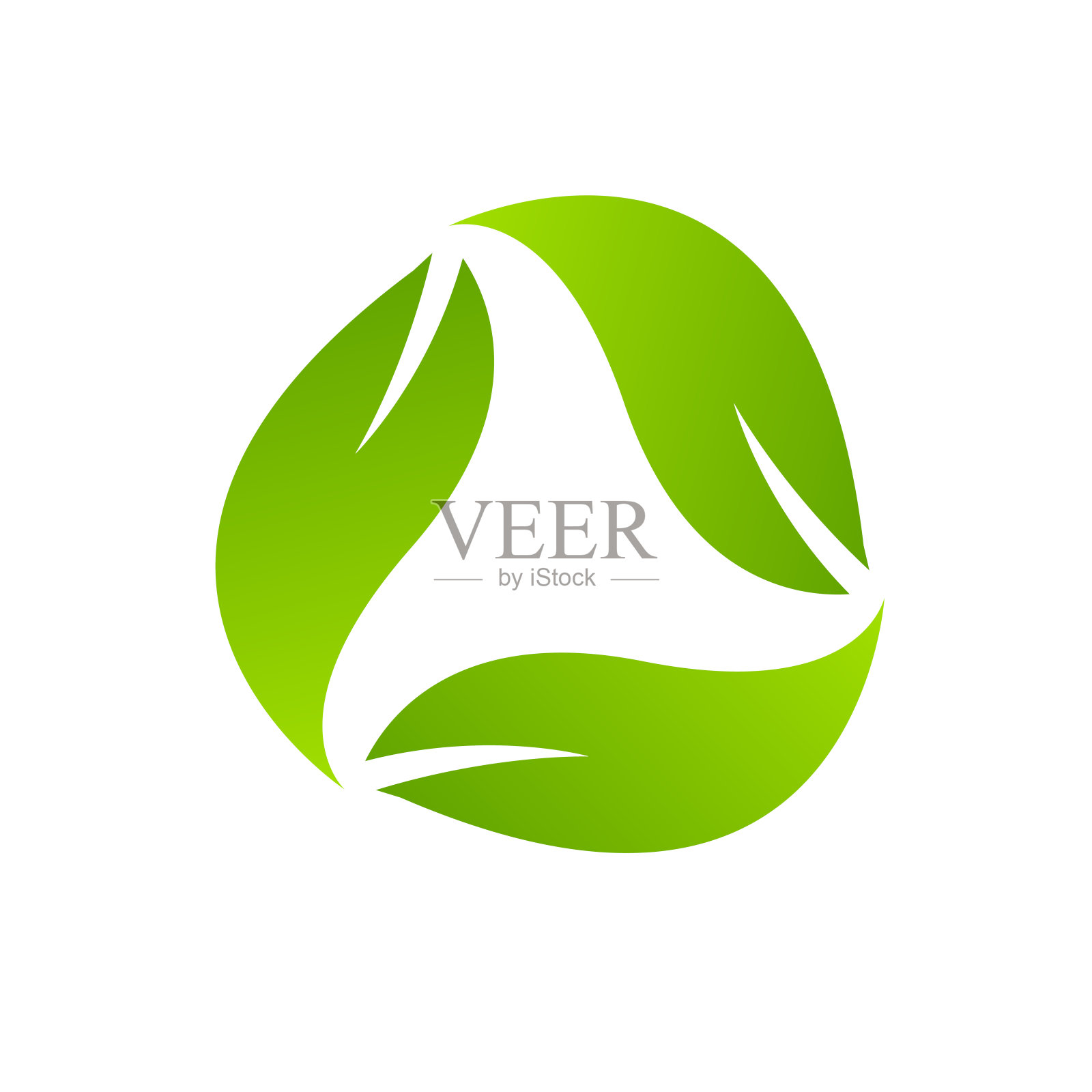 循环箭头图标复位与生态三片绿叶图标素材