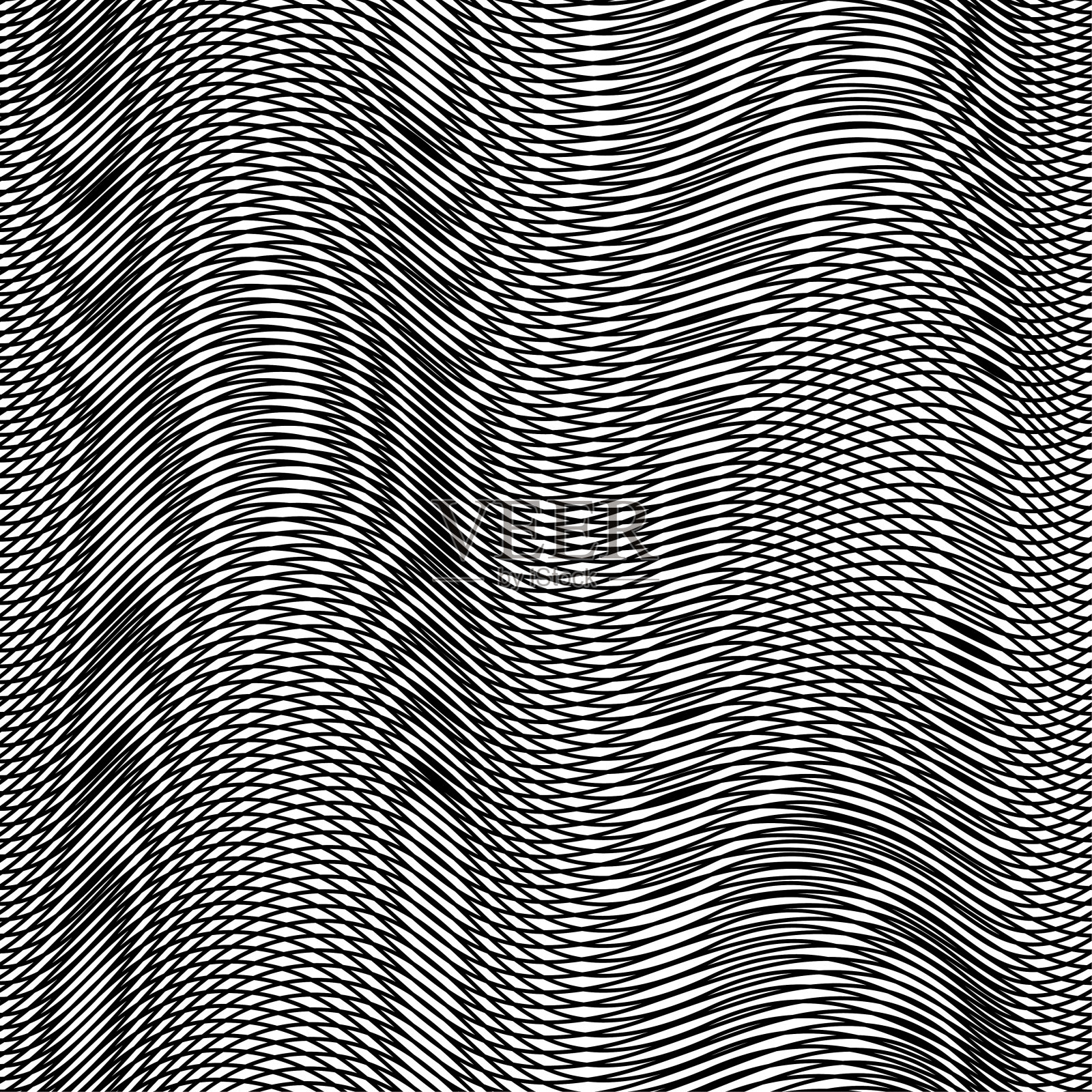 无缝抽象矢量背景。Moiré纹理用细黑线图案。用于设计，织物，纺织品，封面，横幅。插画图片素材