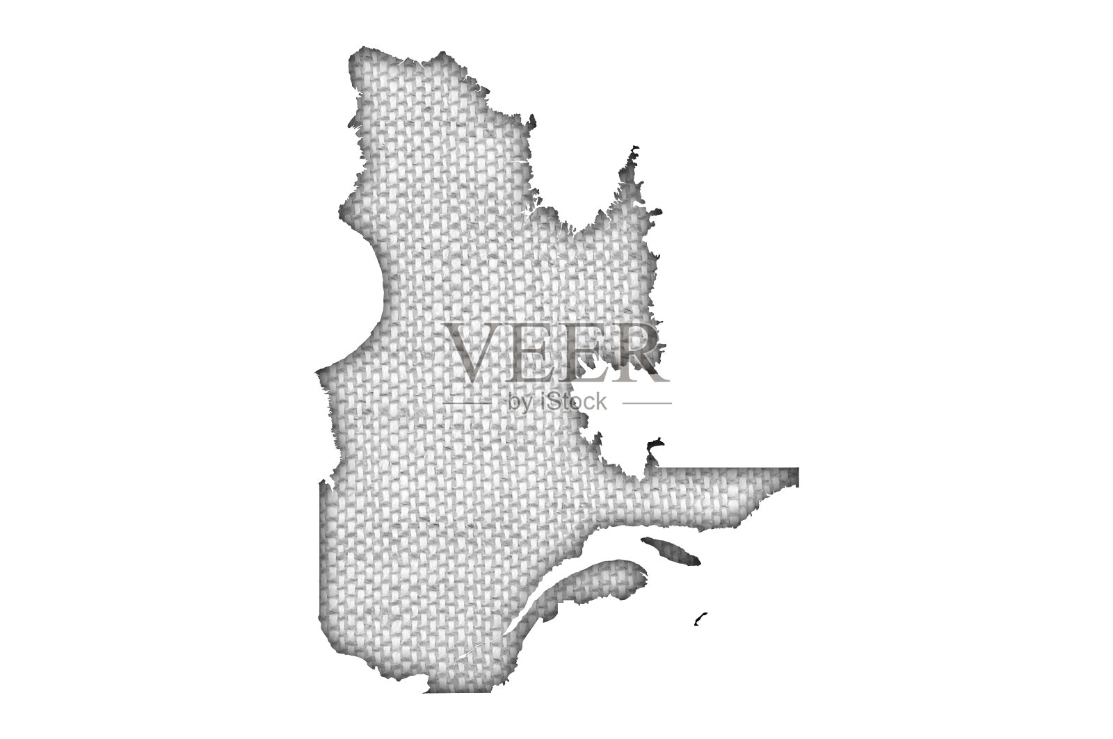 旧亚麻布上的魁北克地图照片摄影图片