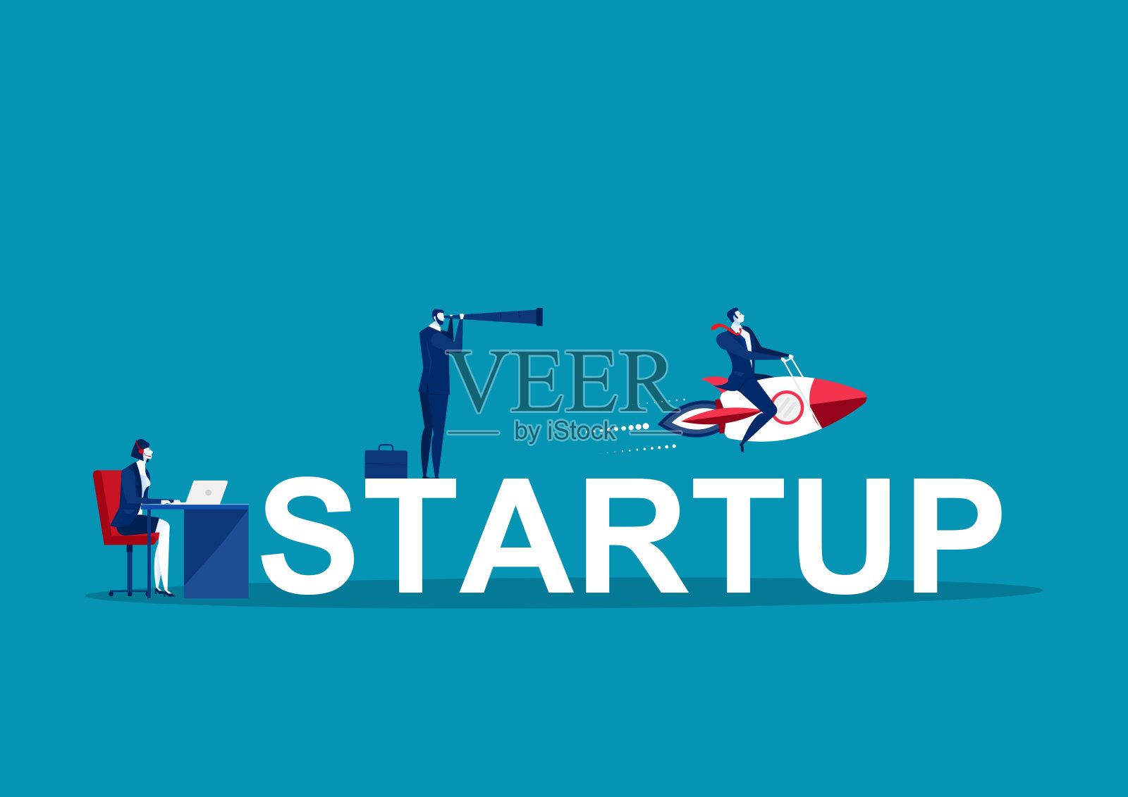 73、事业人起步，交易为成功的概念向量。插画图片素材