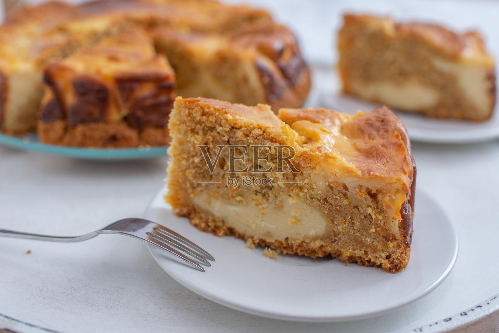 胡萝卜芝士蛋糕照片摄影图片