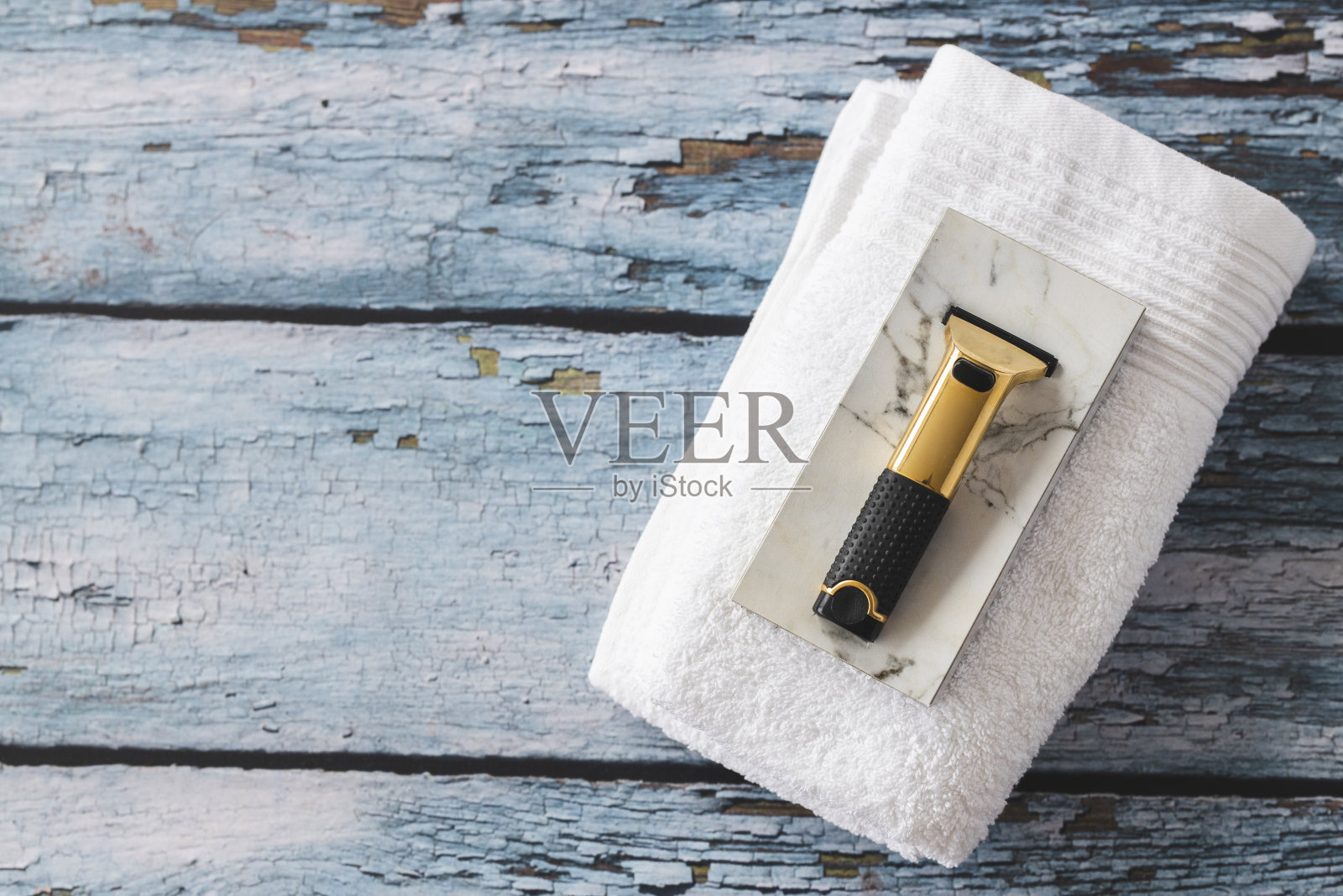 剃刀和毛巾照片摄影图片