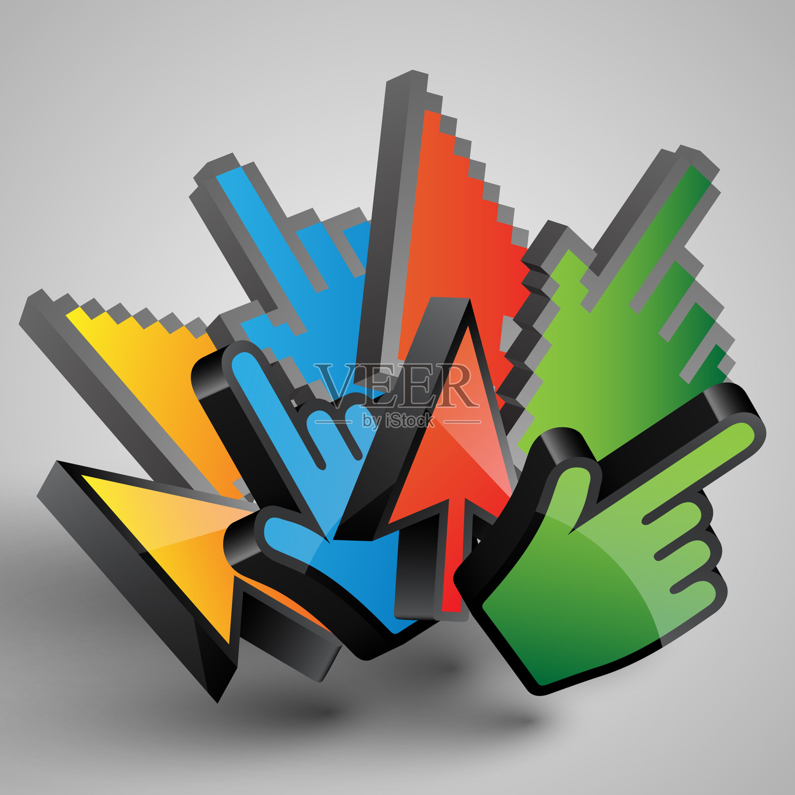 矢量彩色光标图标素材