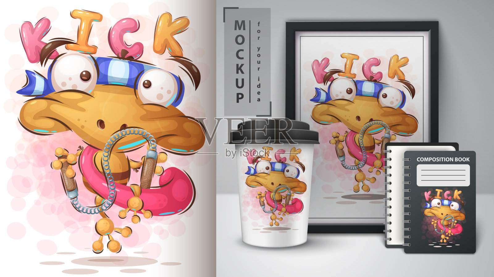 空手道青蛙海报和商品插画图片素材