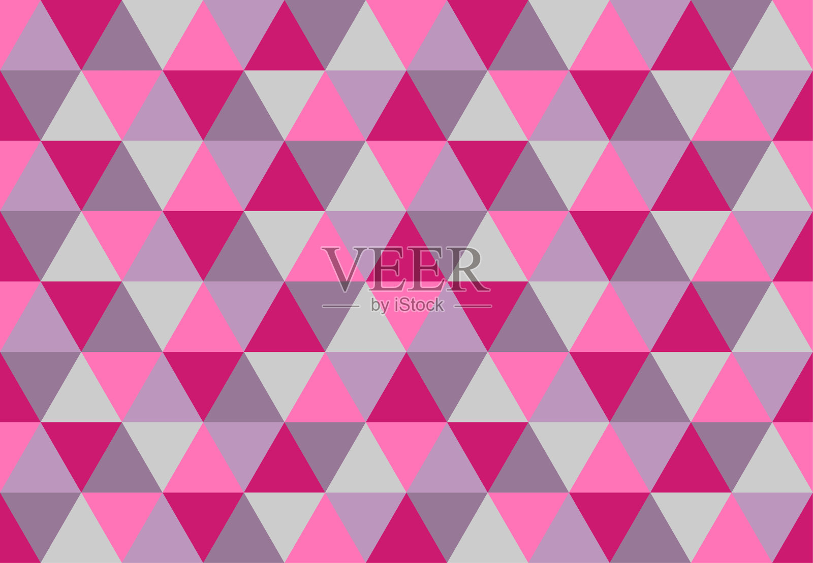 生动的三角形无缝图案。低多边形几何背景。粉色，紫色，淡紫色。插画图片素材