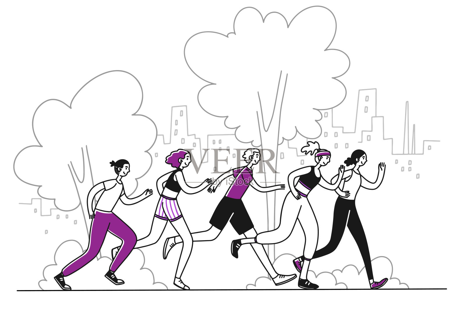 运动员跑马拉松插画图片素材