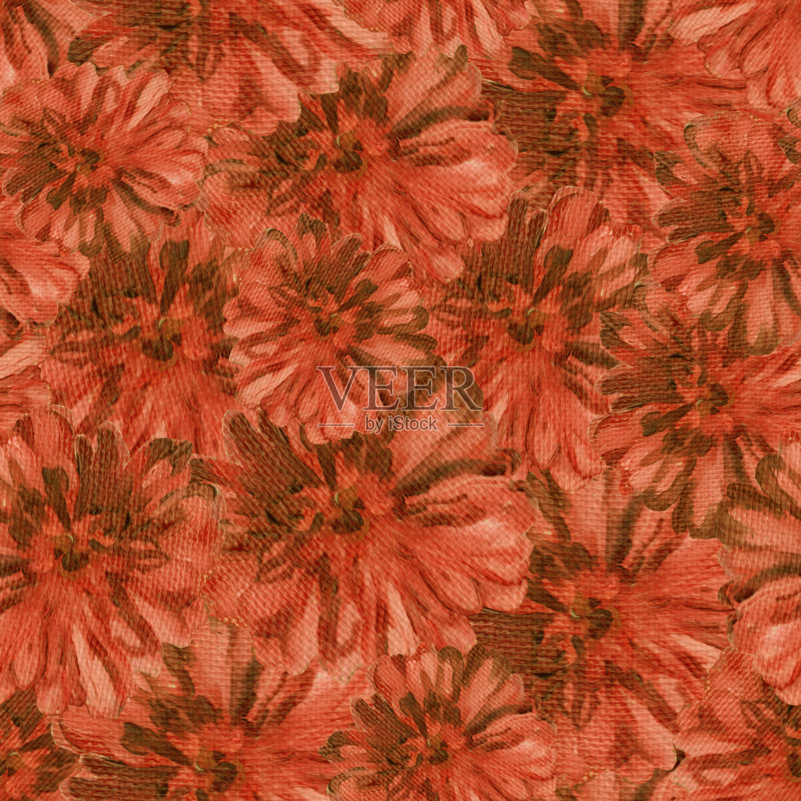 背景纹理油画，百日草花，手工制作。花朵图案。粉红色的花。油画。插画图片素材