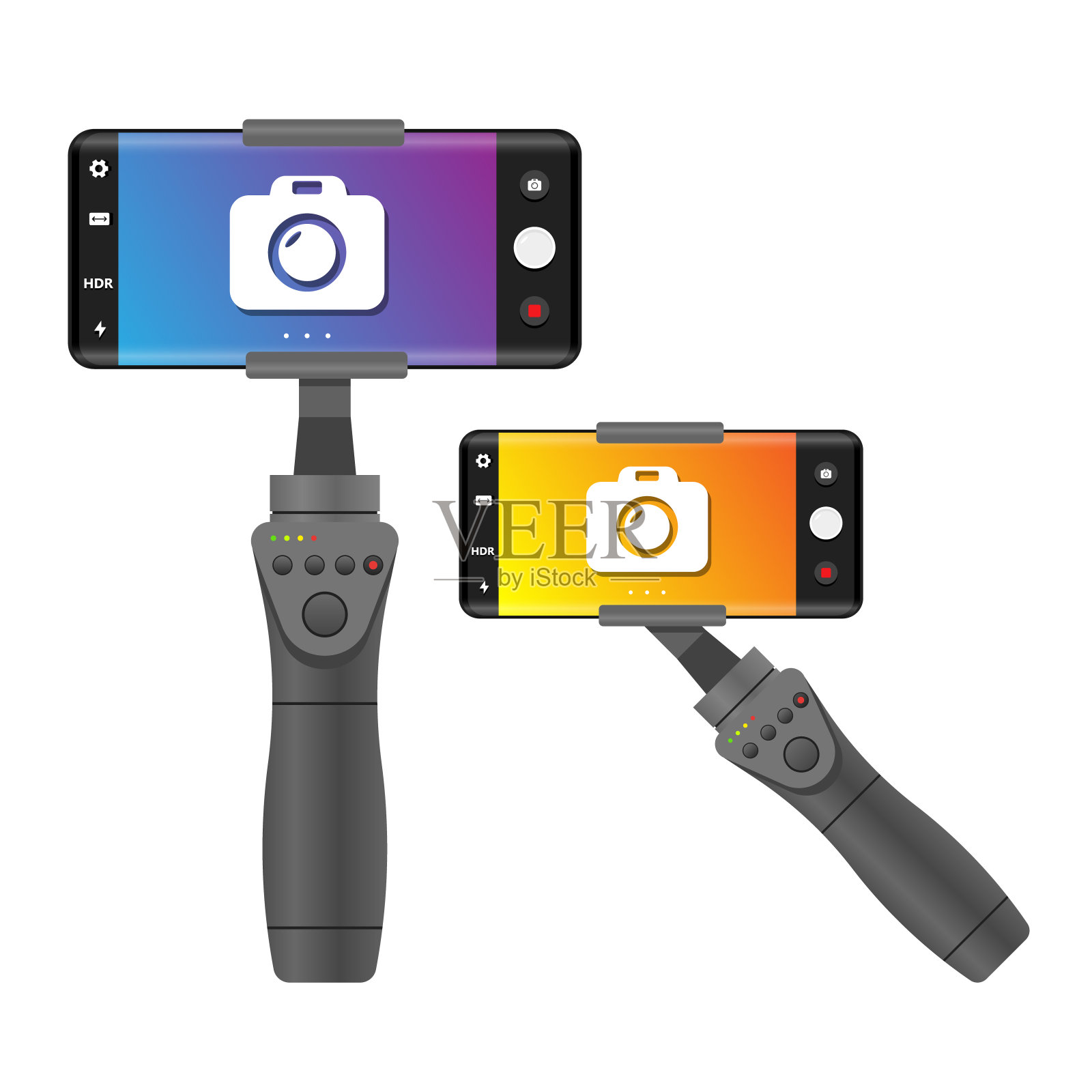 设置稳定的智能手机设备移动和智能手机插图矢量插画图片素材