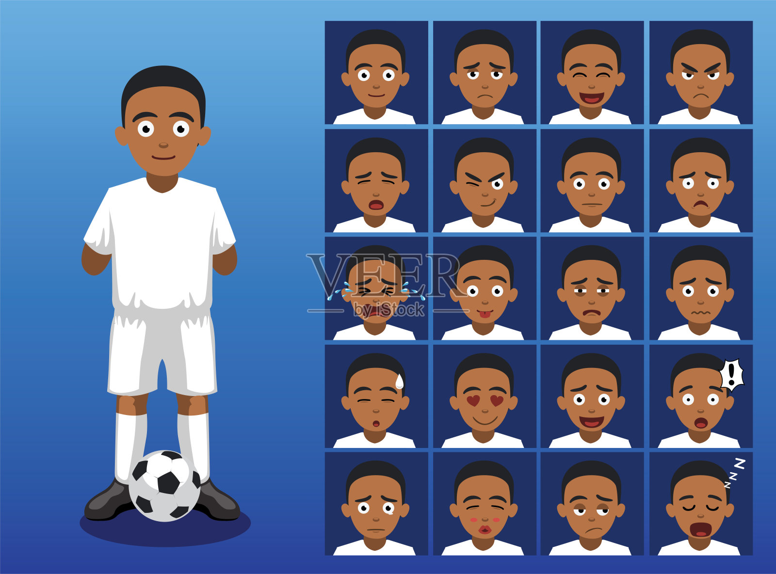 残疾人足球运动员卡通人物矢量图插画图片素材