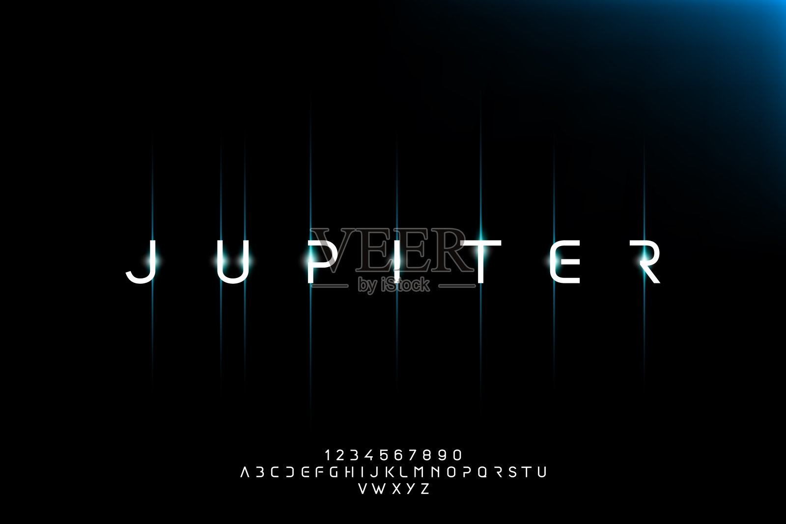 木星，一个现代极简主义的未来主义字母字体设计插画图片素材