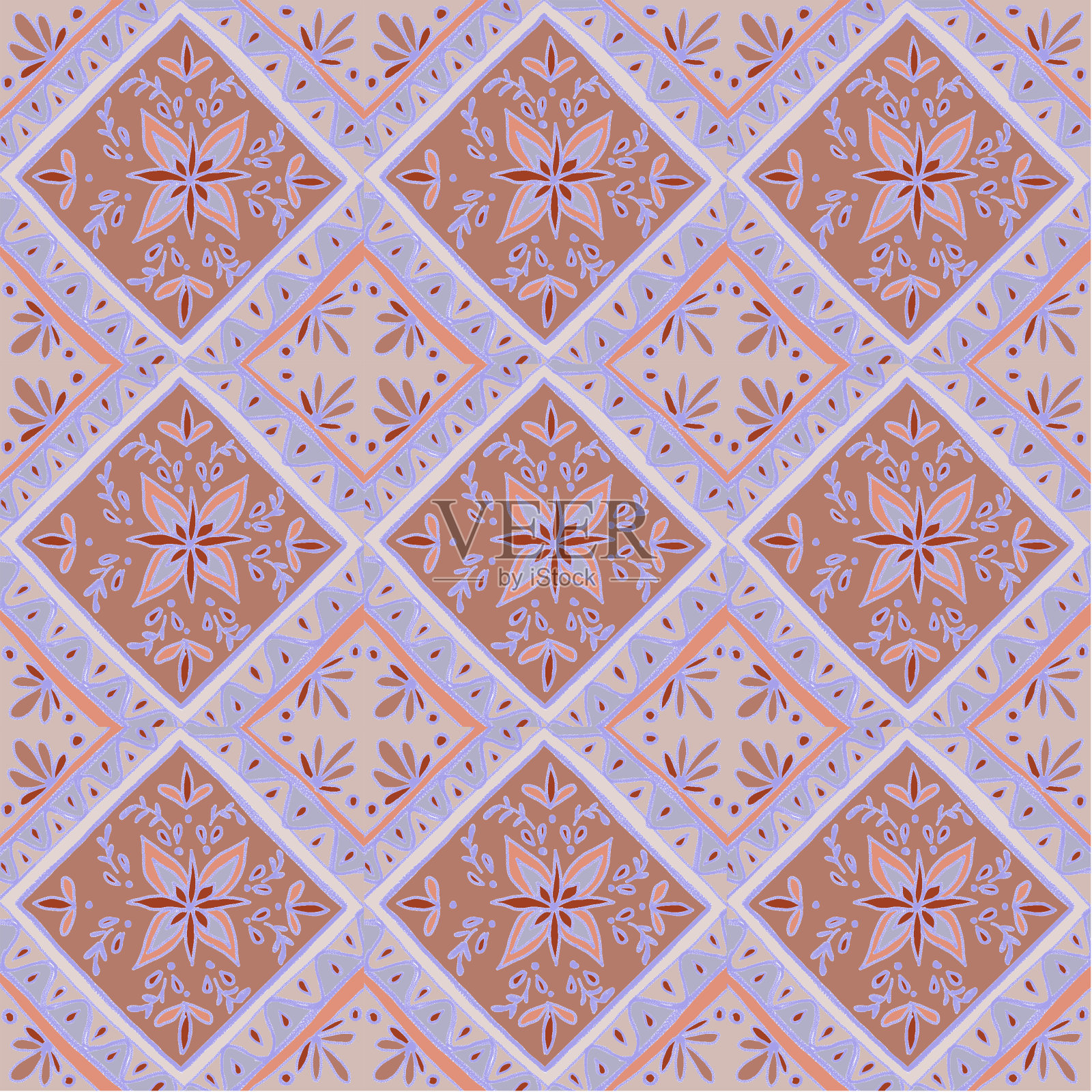 广场花卉装饰背景。瓷砖。插画图片素材