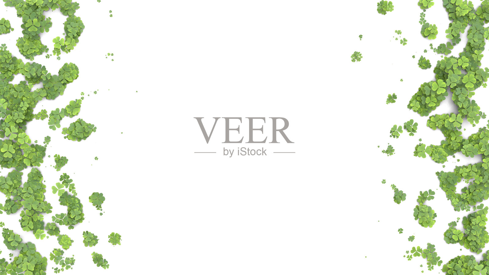 绿三叶草覆盖着屏风。3 d渲染。照片摄影图片