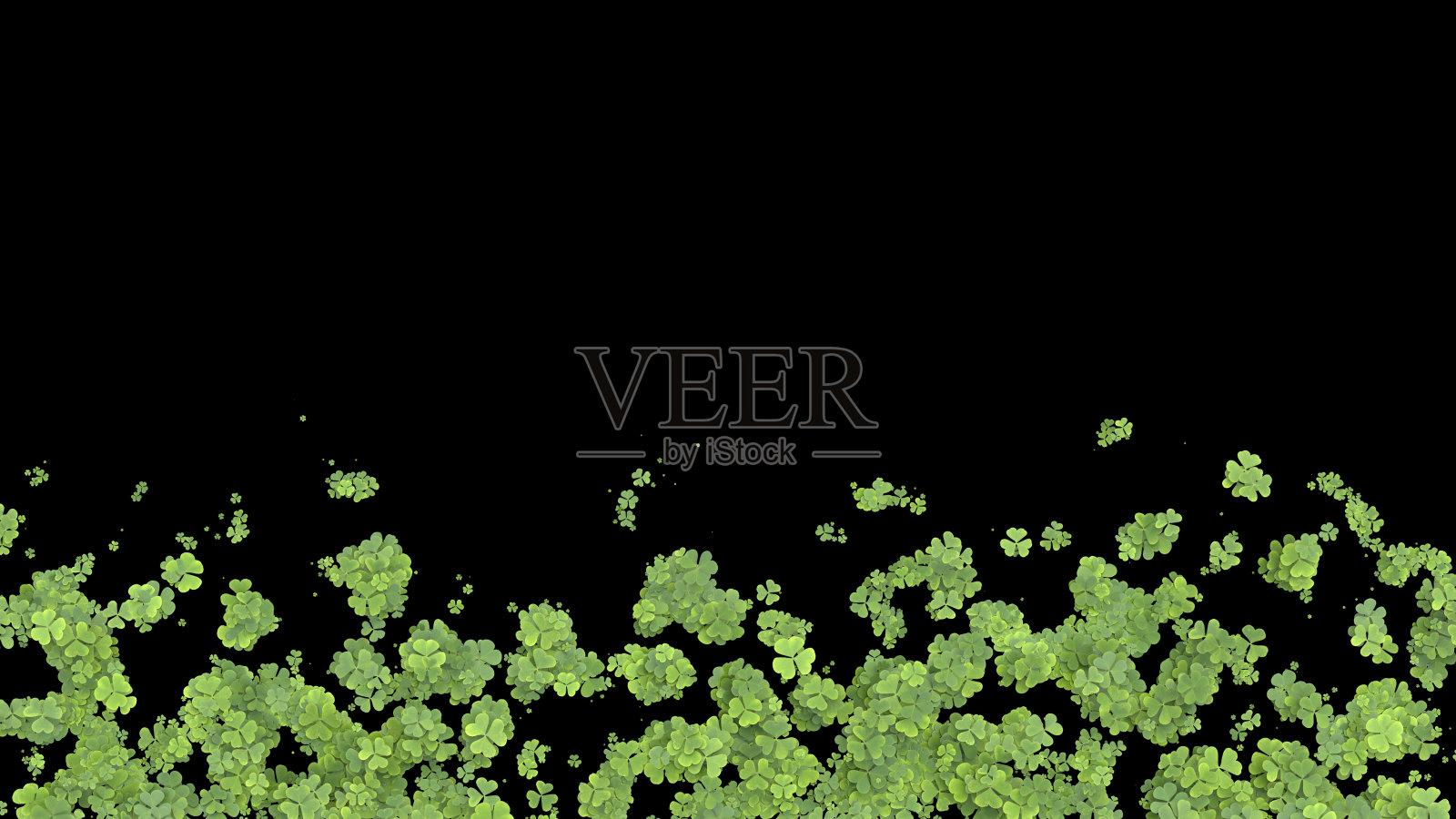 绿三叶草覆盖着屏风。3 d渲染。照片摄影图片