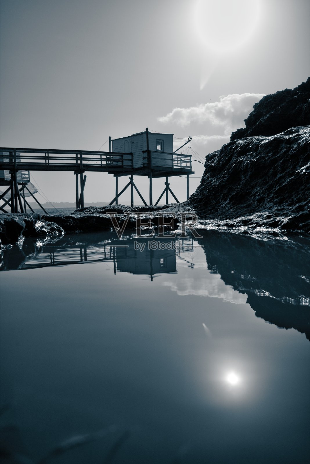 法国的钓鱼小屋照片摄影图片