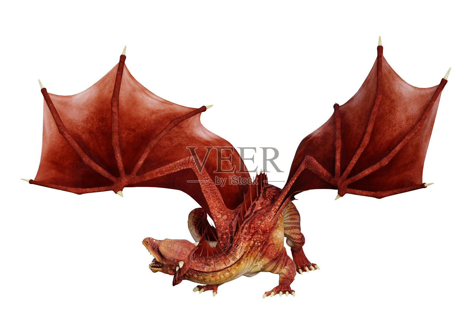 3D插图幻想龙在白色照片摄影图片