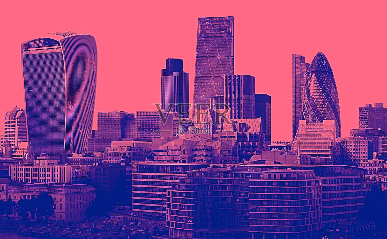 伦敦城单色形象，色调效果。英国照片摄影图片