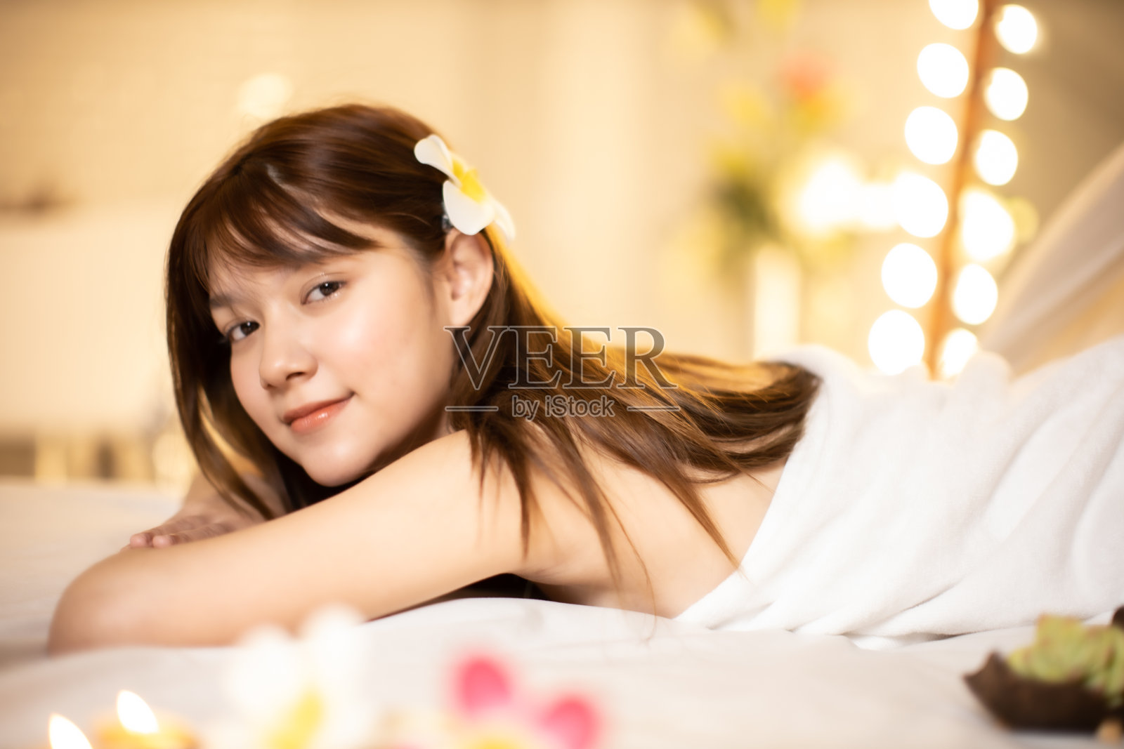 亚洲年轻健康女性水疗照片摄影图片