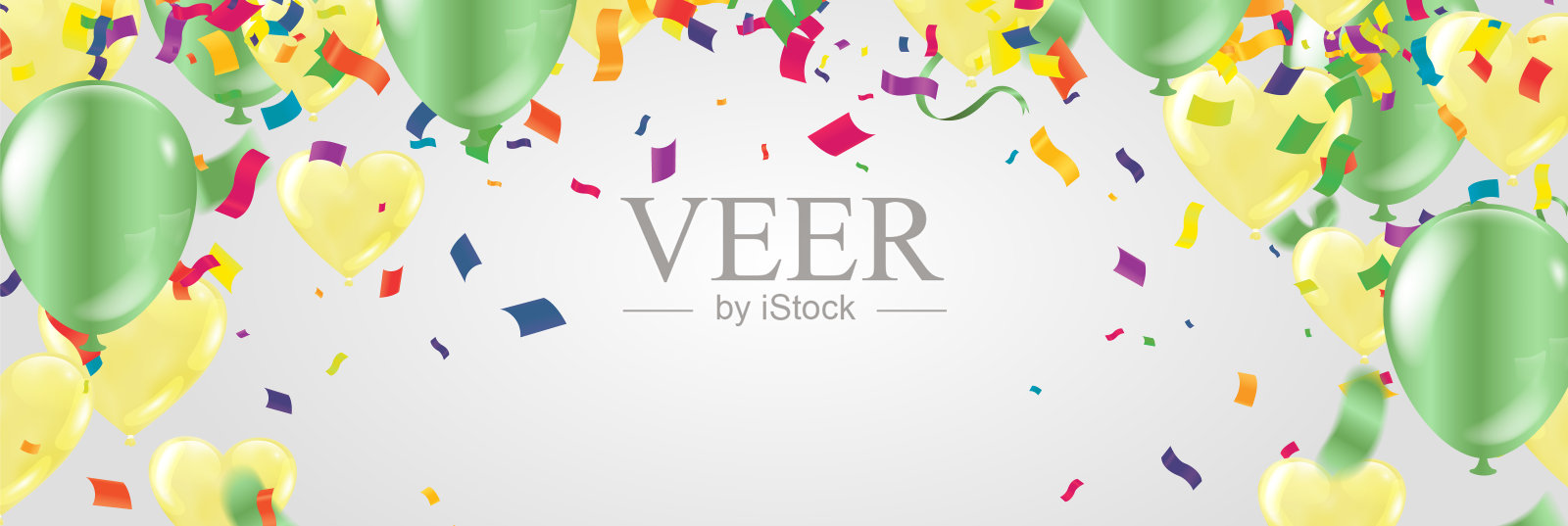 欢乐的模板与闪亮的一束气球插画图片素材