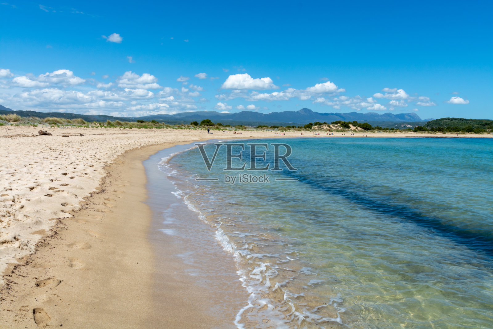 伯罗奔尼撒半岛的沙滩，白色沙滩Voidokilias附近的皮洛斯，希腊照片摄影图片