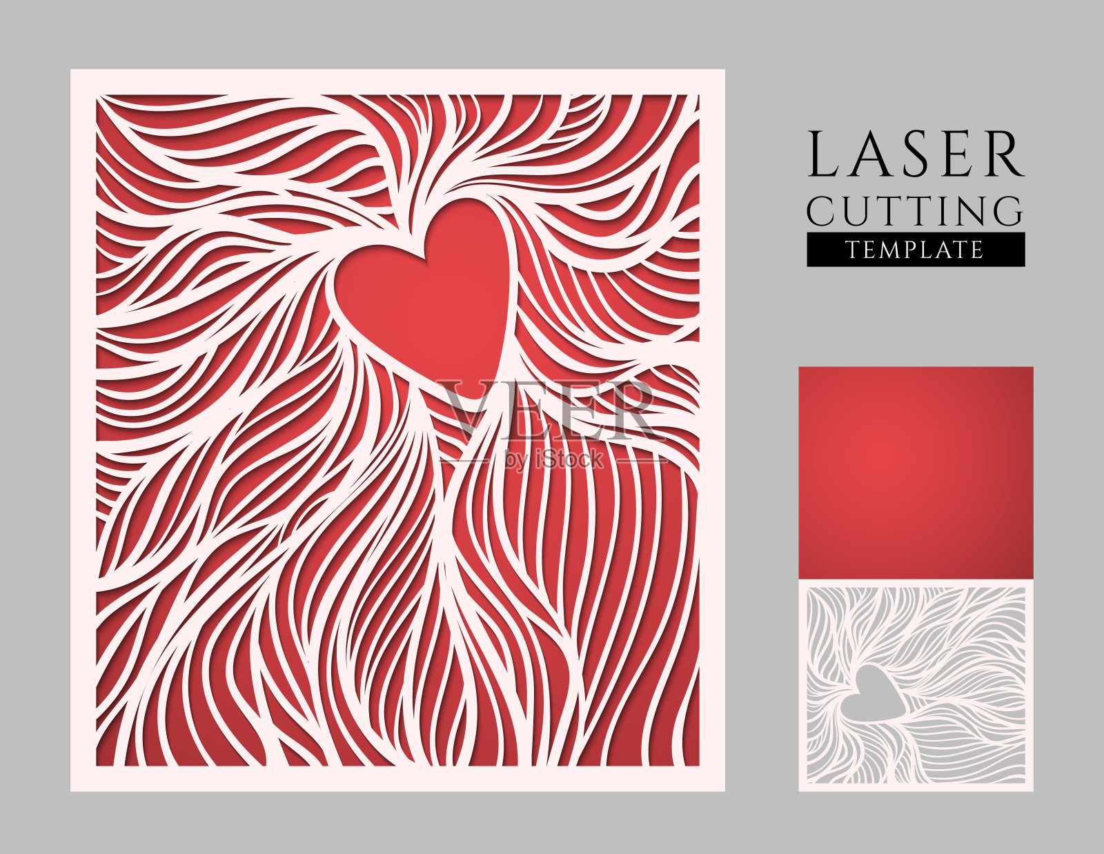 激光切割心模板室内设计，布局婚礼贺卡，请柬。插画图片素材