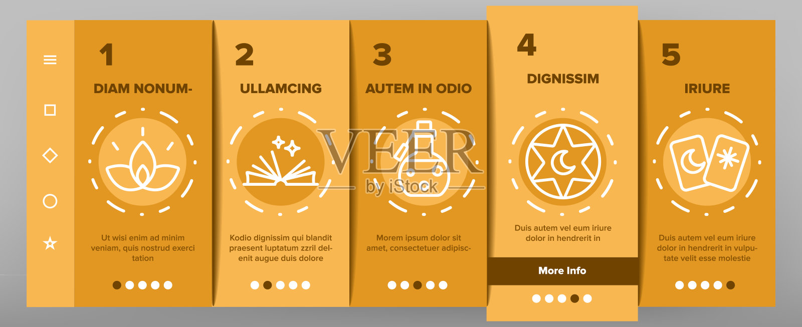 神秘符号工具上的图标设置矢量插画图片素材