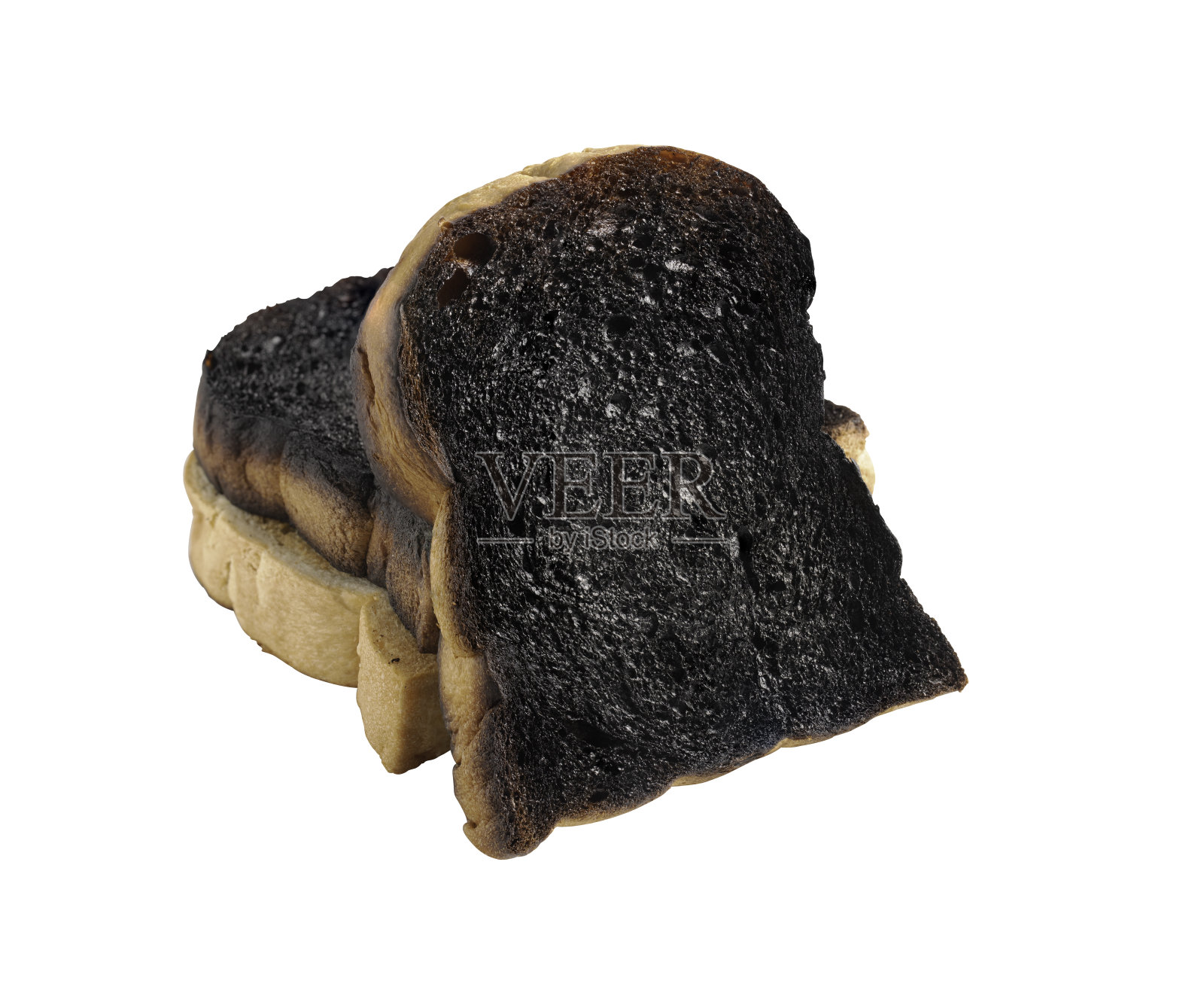 3片烧焦的吐司片孤立在白色背景上照片摄影图片