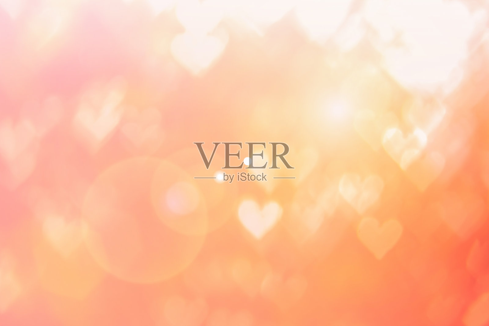 模糊的背景情人节的概念。粉色情人节卡片。色彩柔和，色调柔和，图案有渐变。多色的白、粉、橙、红心形模糊壁纸在爱中明亮性感。照片摄影图片