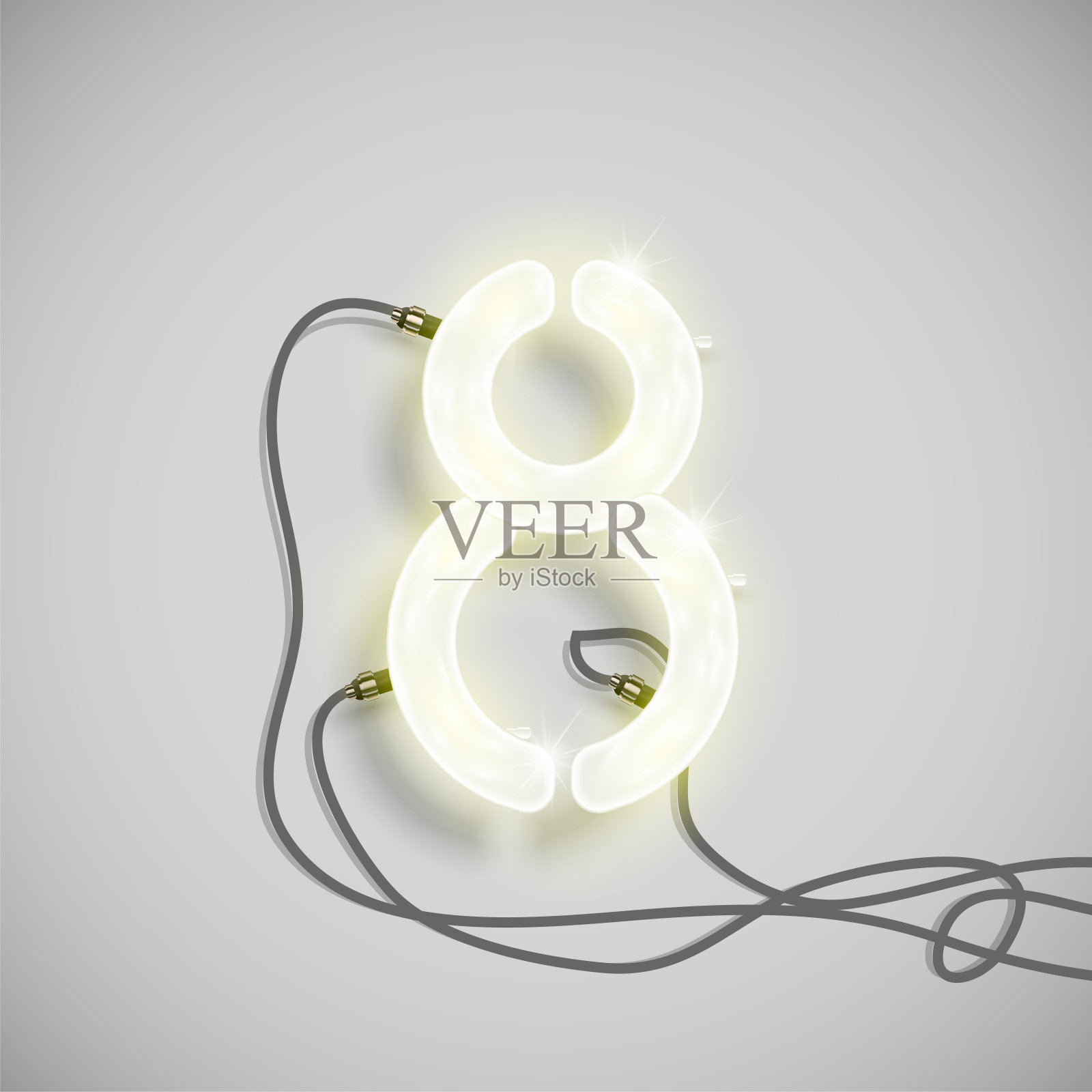 真实的霓虹灯数字，由霓虹灯排版，矢量插画图片素材