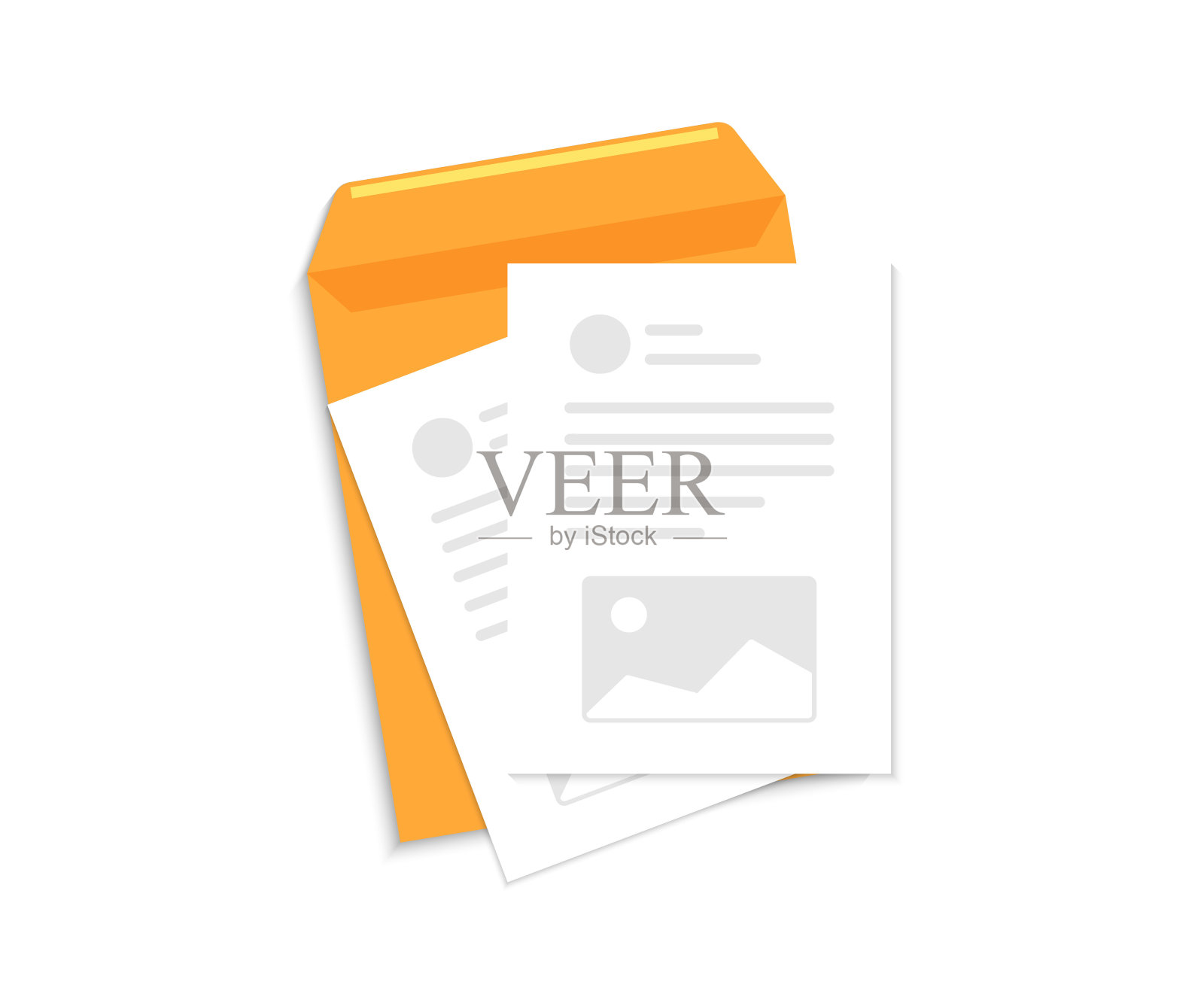 合同文件。文件、业务报告或协议。带文档和文本的信封。业务文档。文件信封插画图片素材