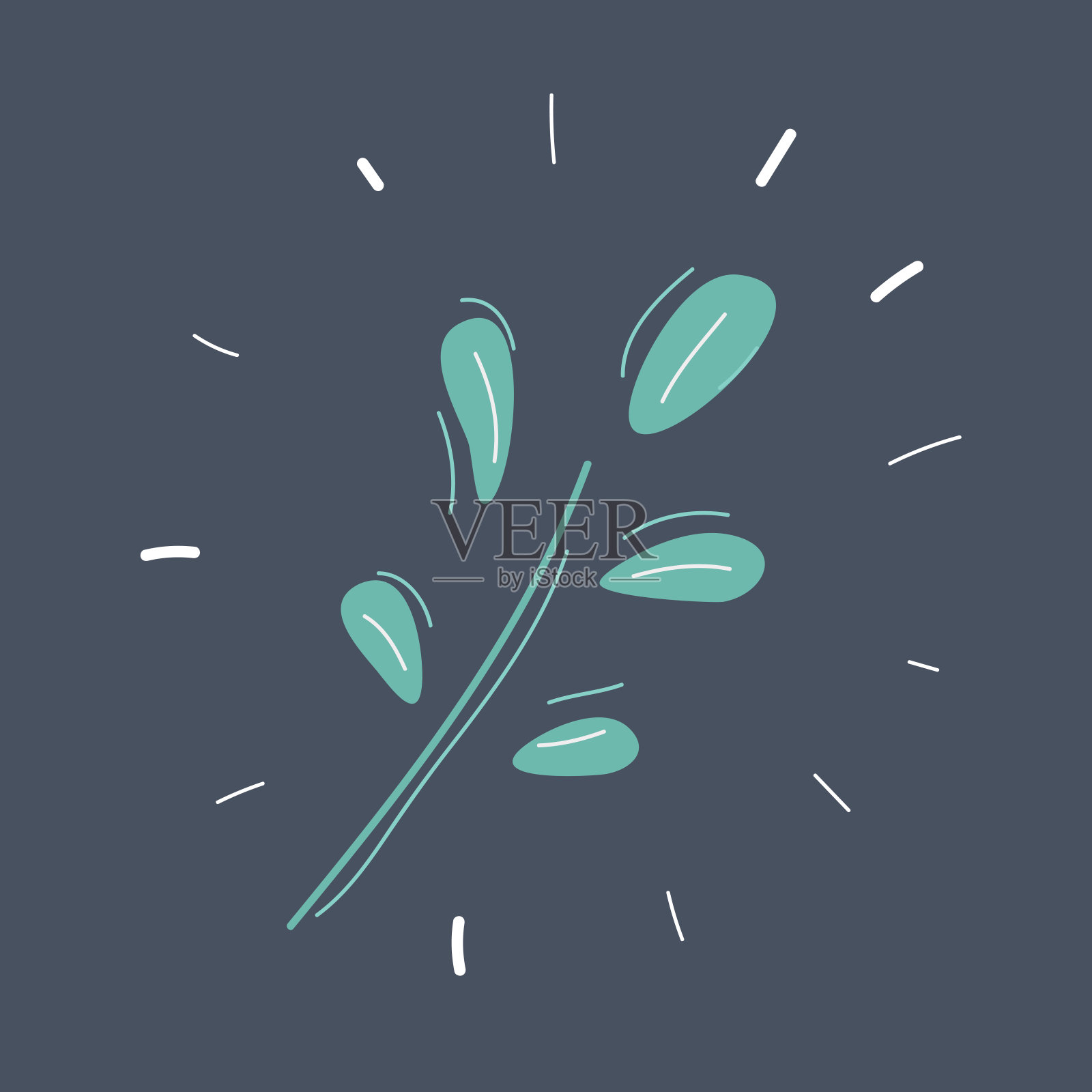 手绘细枝上的插图。插画图片素材