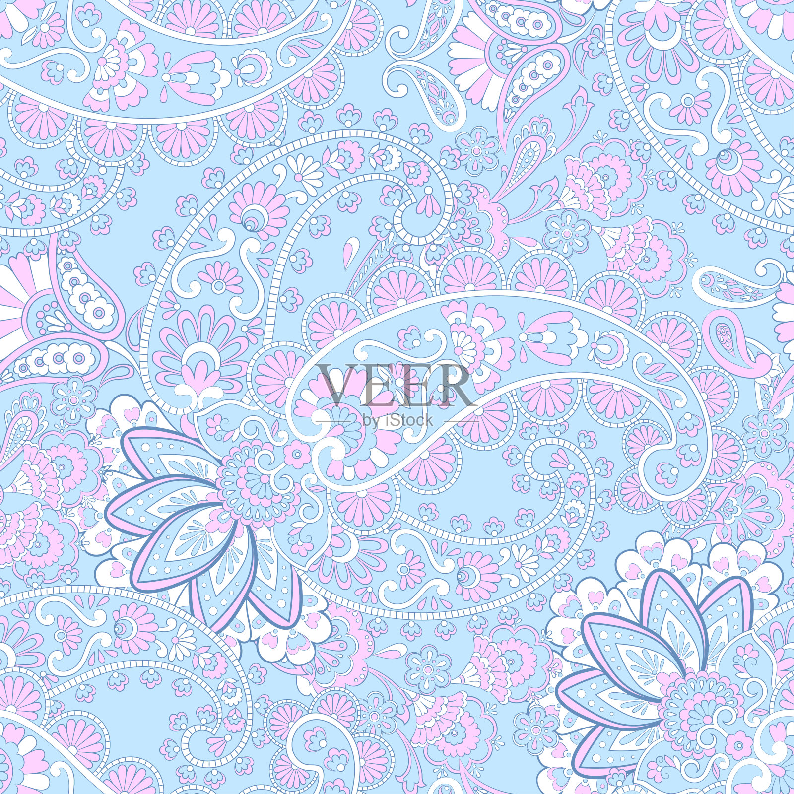 无缝的佩斯利图案。织锦佩斯利花纹装饰设计。插画图片素材