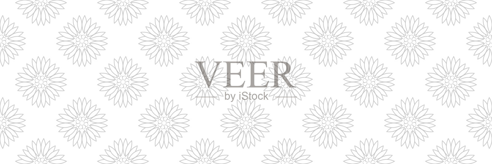 无缝图案与花。白底灰插画图片素材