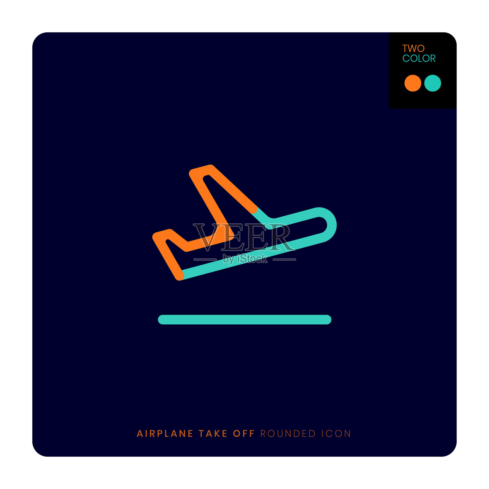 飞机起飞两个彩色平线和圆形图标插图图标素材