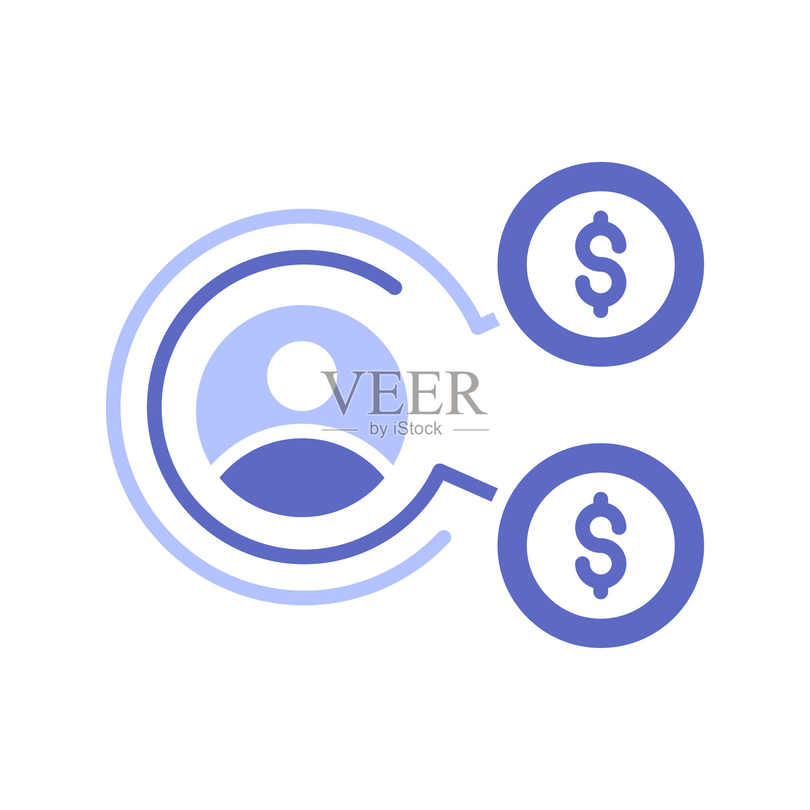 员工薪酬矢量图。带有彩色背景和投资图标的字形。插画图片素材