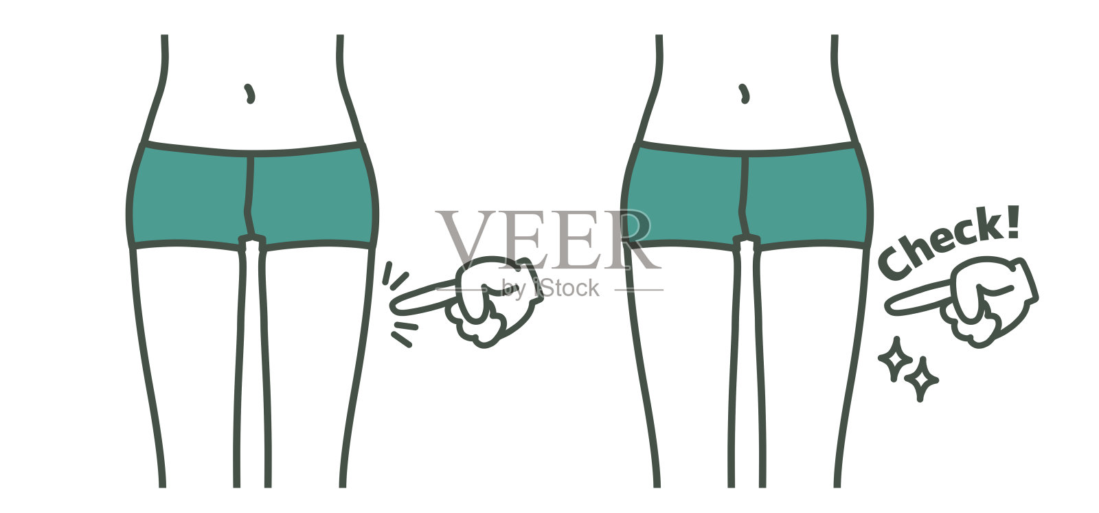 苗条女性thighs-check插画图片素材