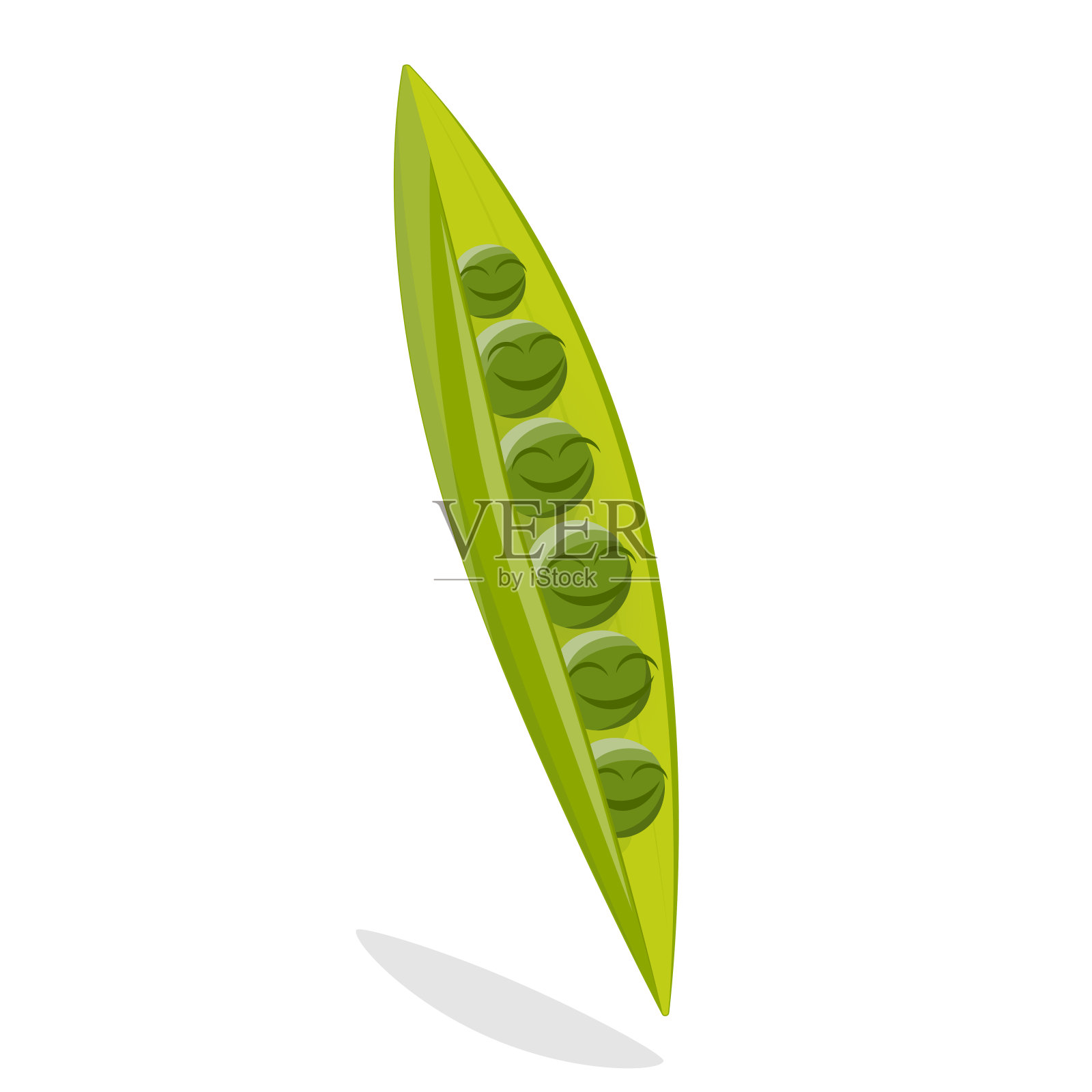 有趣的绿色豌豆卡通插图设计元素图片